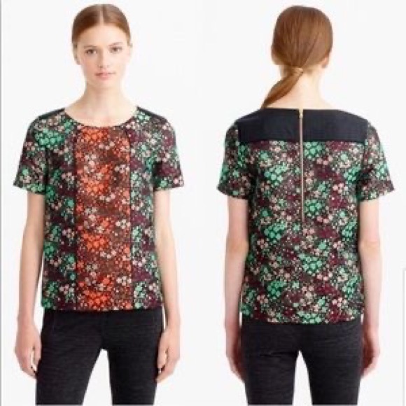 J. Crew Collection Wool Blend Floral Jacquard Top Size 2 - Picture 1 of 5